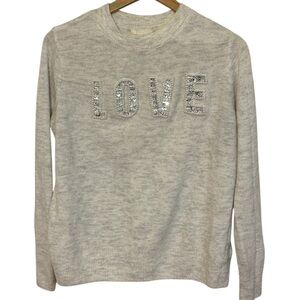 H&M Light Gray Sweater with Sequin LOVE Detail